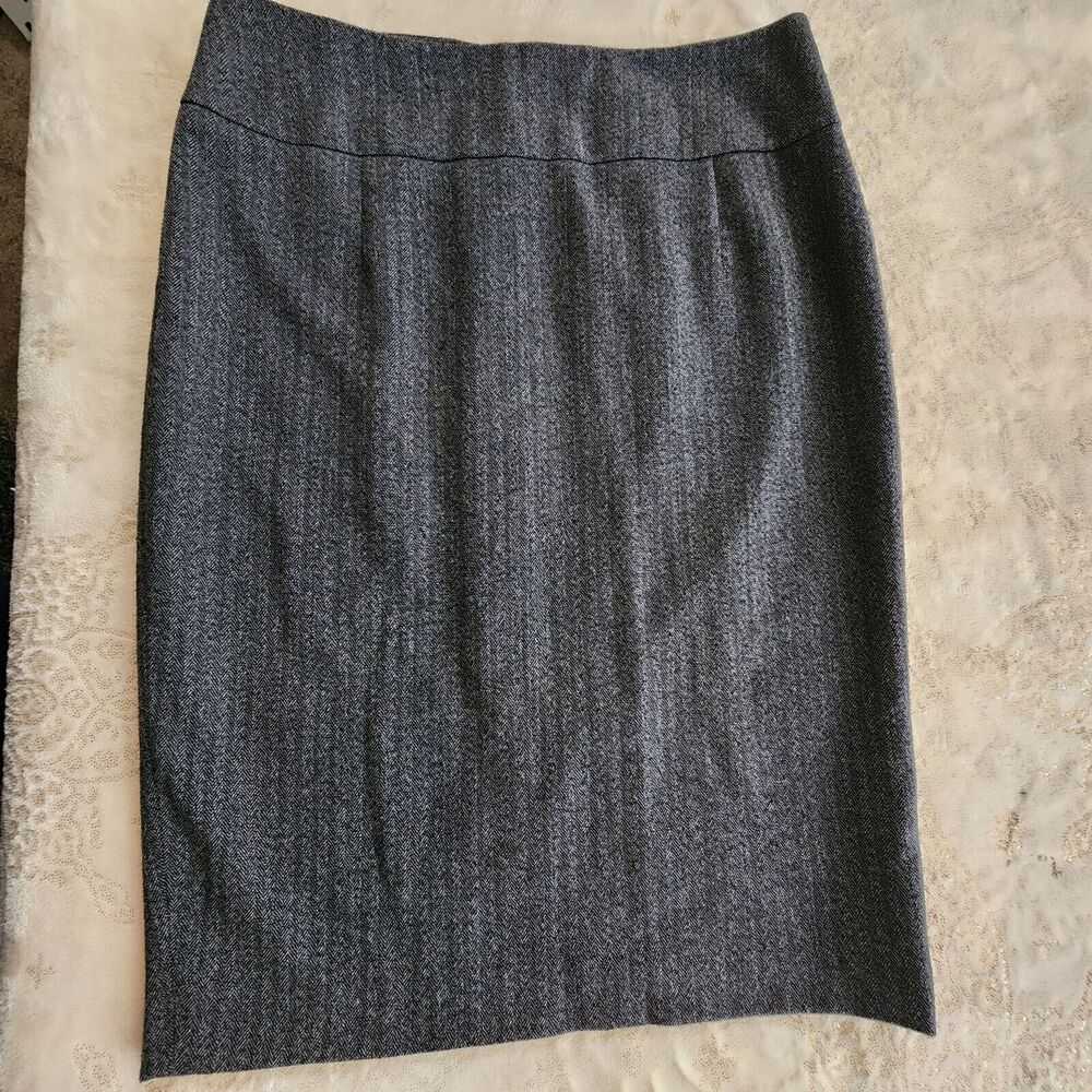 Mossimo Pencil Skirt Womens Size 8 Gray‎ Herringbone Lined Stretch Zip Closure